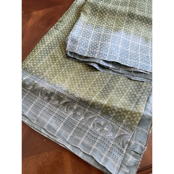 Indian WOMENS PRE-OWNED VINTAGE GREEN KALAMKARI PRINT PURE SILK SAREE SARI CRAFT - Picture 9 of 17